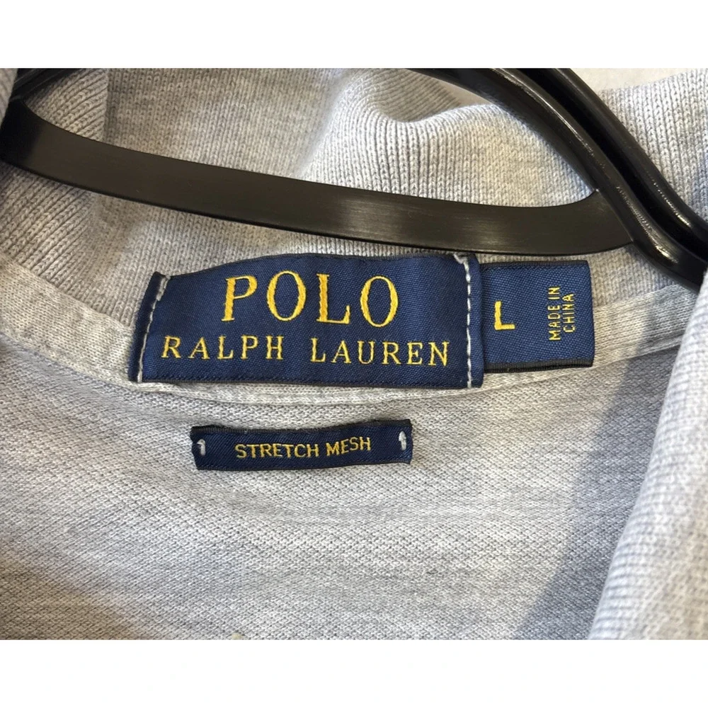 Polo Ralph Lauren Mens Stretch Mesh Polo Shirt Size Large Gray Blue Pony